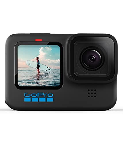 GoPro HERO10 Black - Action Camera Tahan Air dengan LCD Depan dan Layar Sentuh Belakang, Video Ultra HD 5.3K60, Foto 23MP, Streaming Langsung 1080p, Webcam, Stabilisasi