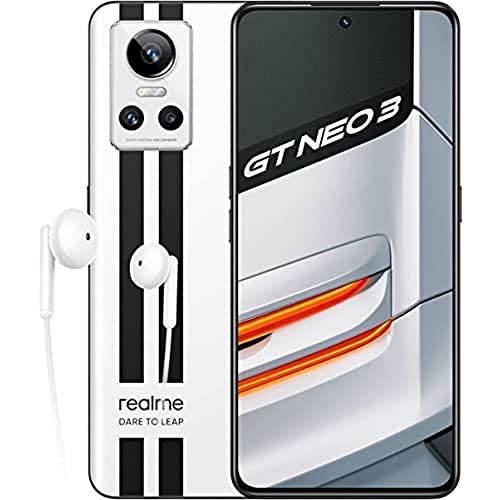 realme GT neo 3 150 W - Smartphone 12+256GB 5G Tidak Terkunci, Pengisian Daya SuperDart 150W, Prosesor MediaTek Dimensity 8100, Layar Super OLED 120 Hz, Dual Sim, NFC, Sprint White