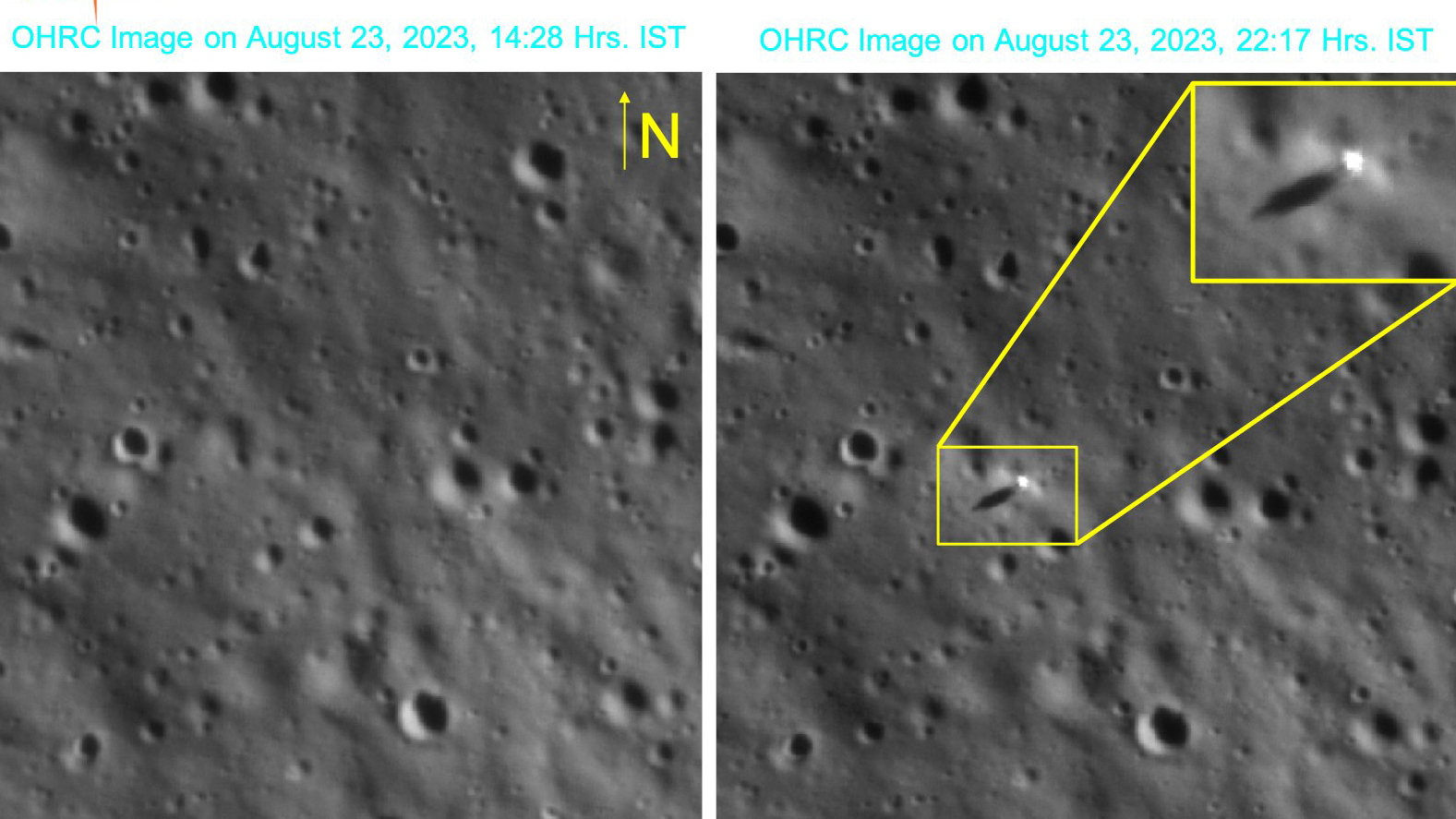 Chandrayaan 3 di permukaan bulan difoto oleh Chandrayaan 2