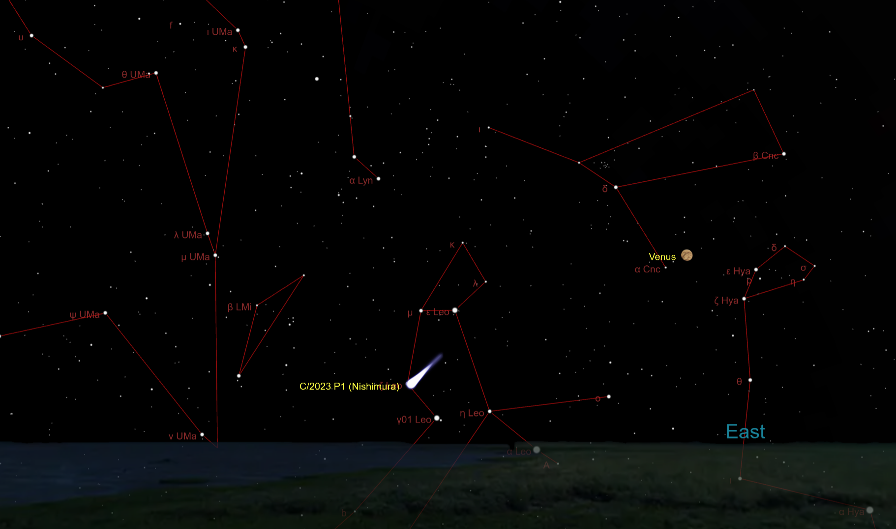 sebuah komet di langit malam