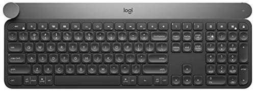 Keyboard Nirkabel Logitech Craft, 2,4 GHz/Bluetooth, Pemilih Dial Kreatif, Multi-Perangkat, Tombol Lampu Latar Otomatis, Dapat Diisi Ulang, PC/Mac/Laptop, Tata Letak QWERTY Spanyol, Hitam