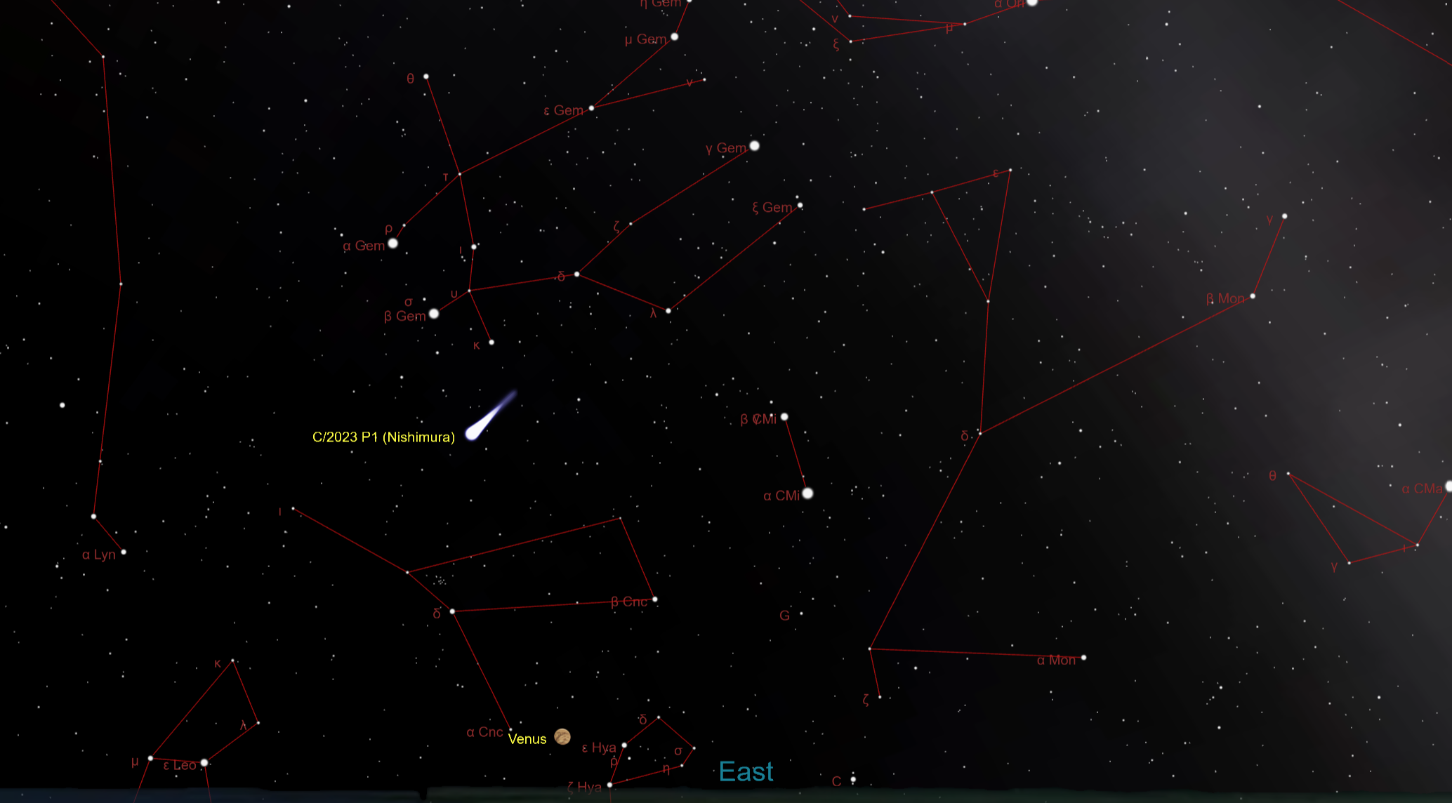 sebuah komet di langit malam