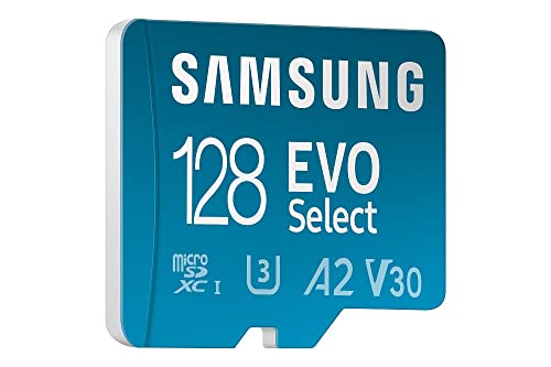 Samsung EVO Select 128GB microSD A2 V30 130 MB/s FHD 4K UHD Kartu Memori dengan Adaptor untuk Smartphone Tablet Kamera Aksi Drone Notebook Biru (MB-ME128KA)