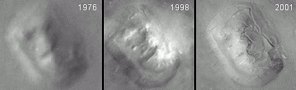 Gambar Wajah di Mars selanjutnya yang diambil selama bertahun-tahun menunjukkan fitur wajah memudar.